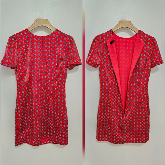 House of Harlow 1960 x Revolve Satin Red Geo Tile Delphine Mini Dress - Picture 11 of 16